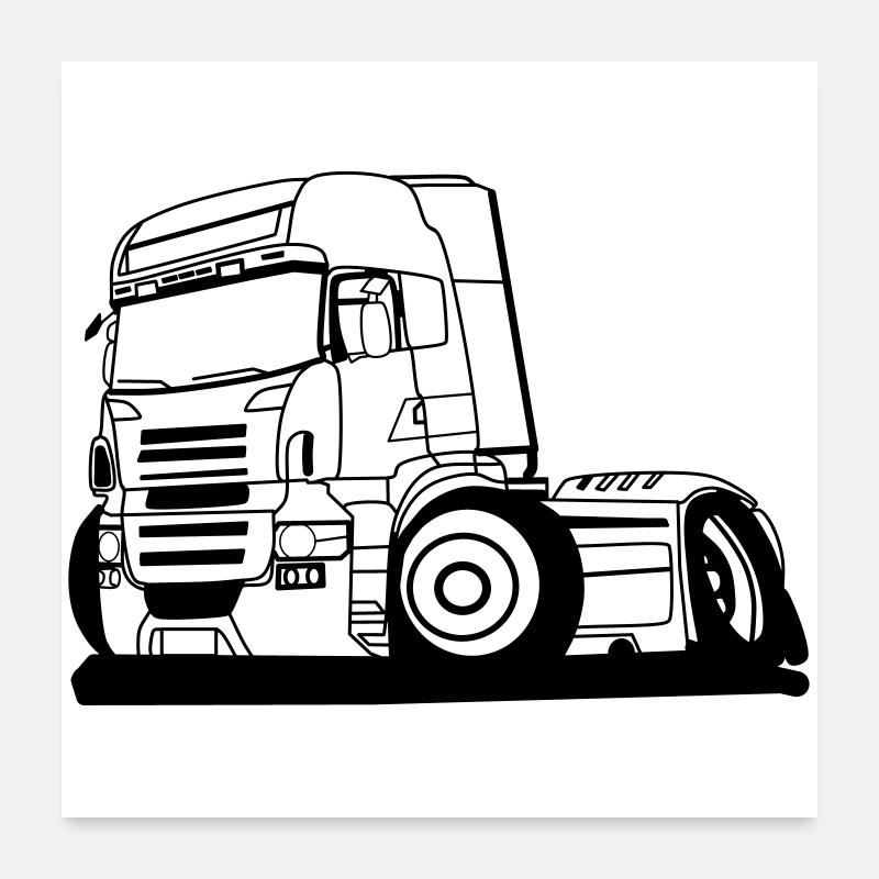 Camion Brummi - Poster 60 x 60 cm - blanc