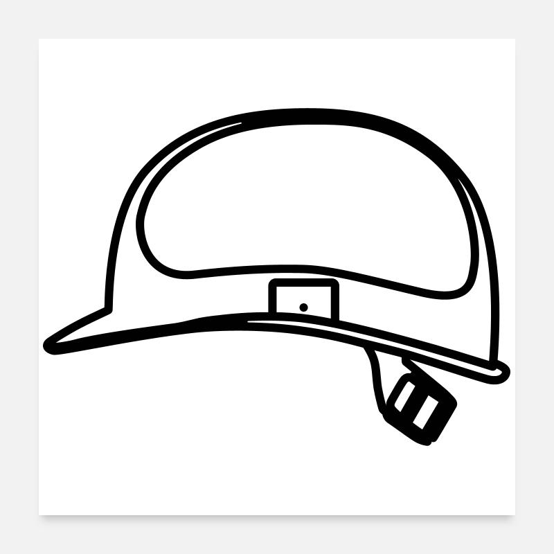 Helmet Construction Worker Outline Smybol Poster 24" x 24" (60x60 cm)