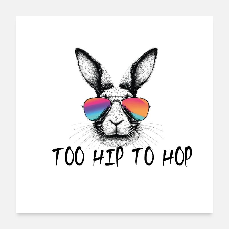 Too Hip To Hop Bunny Bunny Easter Bunny Saying Poster 24" x 24" (60x60 cm)