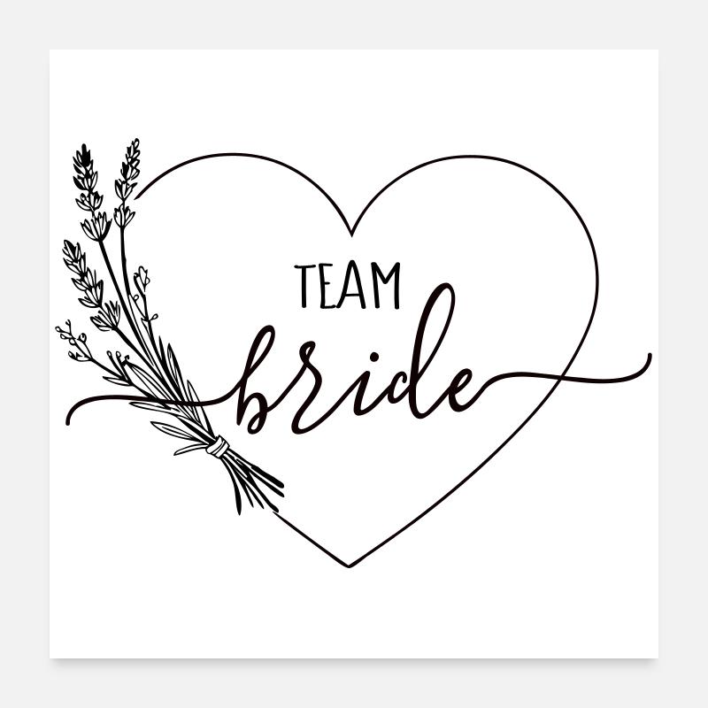Team Bride Herz Wildblumen Poster 60x60 cm