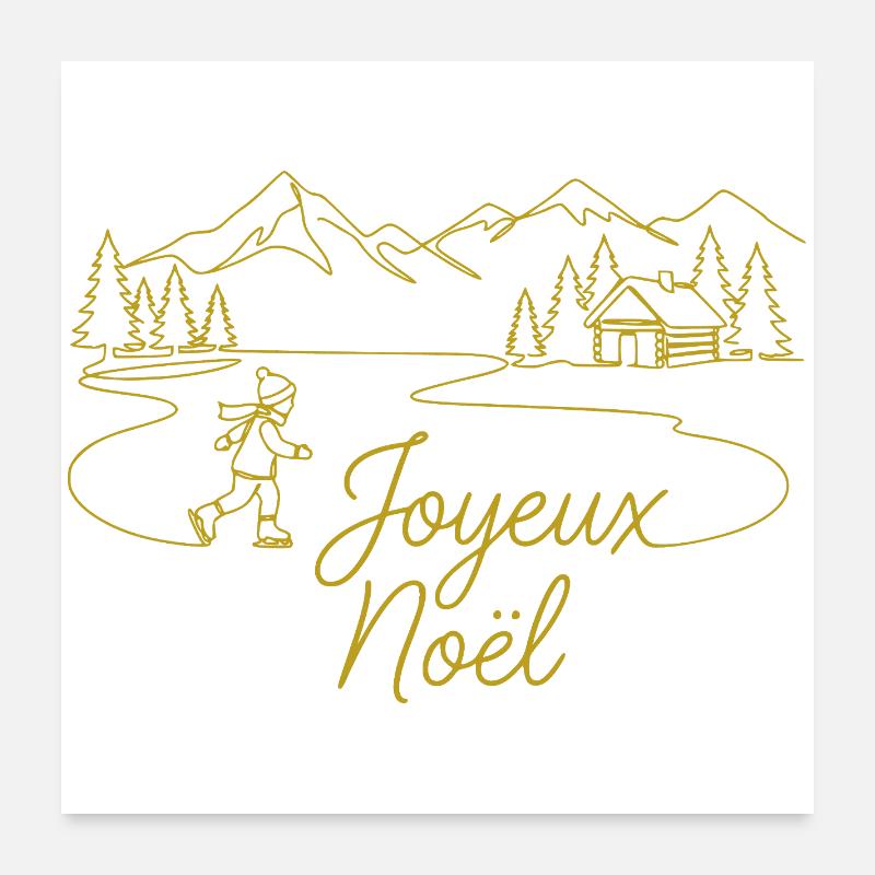 Joyeux Noël Winterlandschaft weihnachtlich Poster 60x60 cm