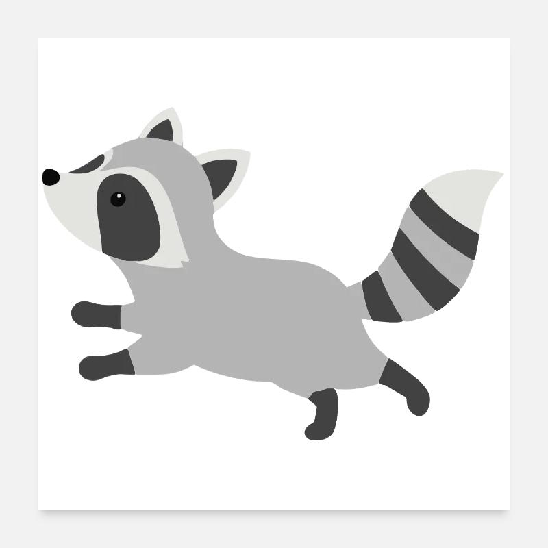 Süßer laufender Waschbär minimalistischen Stil Poster 60x60 cm