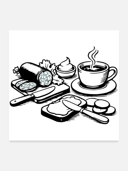 Mahlzeit - Poster 60x60 cm - Weiß - Vorne