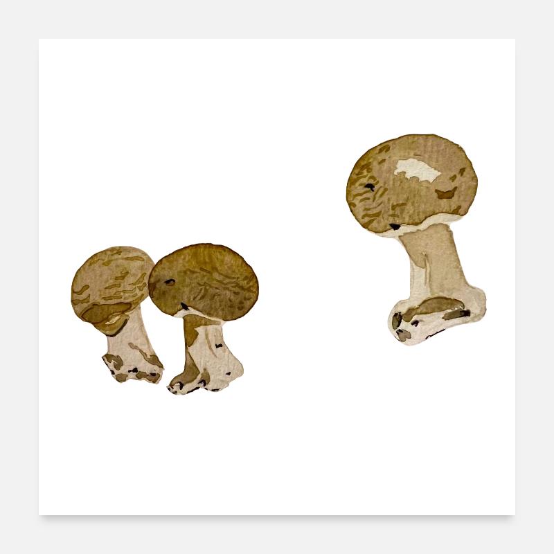 Duo champignons aquarelle Poster 60 x 60 cm