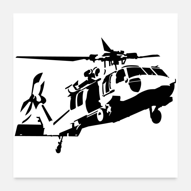 hélicoptère Poster 60 x 60 cm