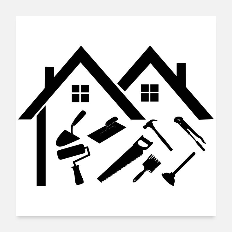 Baufirma Handwerker Poster 60x60 cm