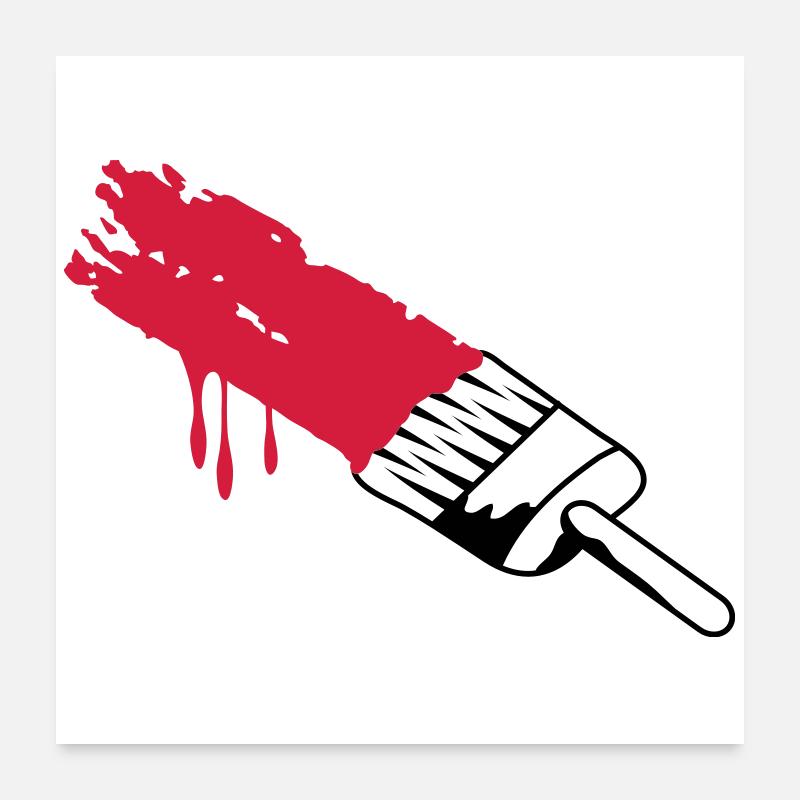 Pinsel mit Farbe Poster 60x60 cm
