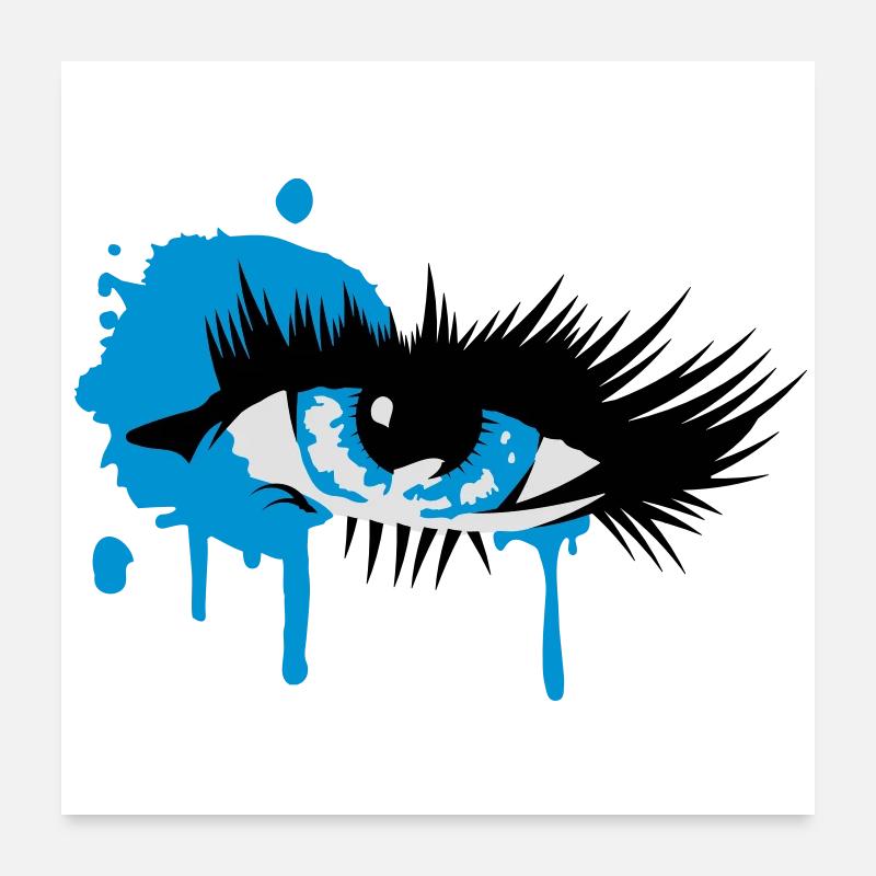 Un oeil coloré avec de longs cils Poster 60 x 60 cm