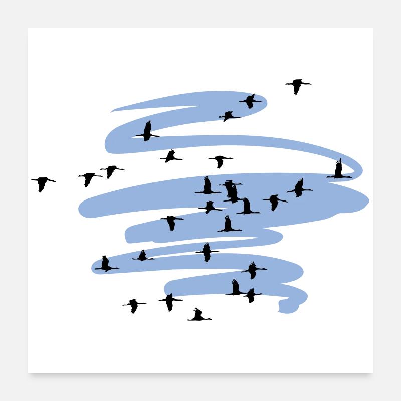 Wild Geese Cranes Spring Poster 24" x 24" (60x60 cm)