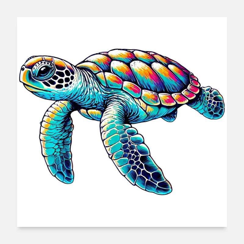 Tortue - Poster 60 x 60 cm - blanc