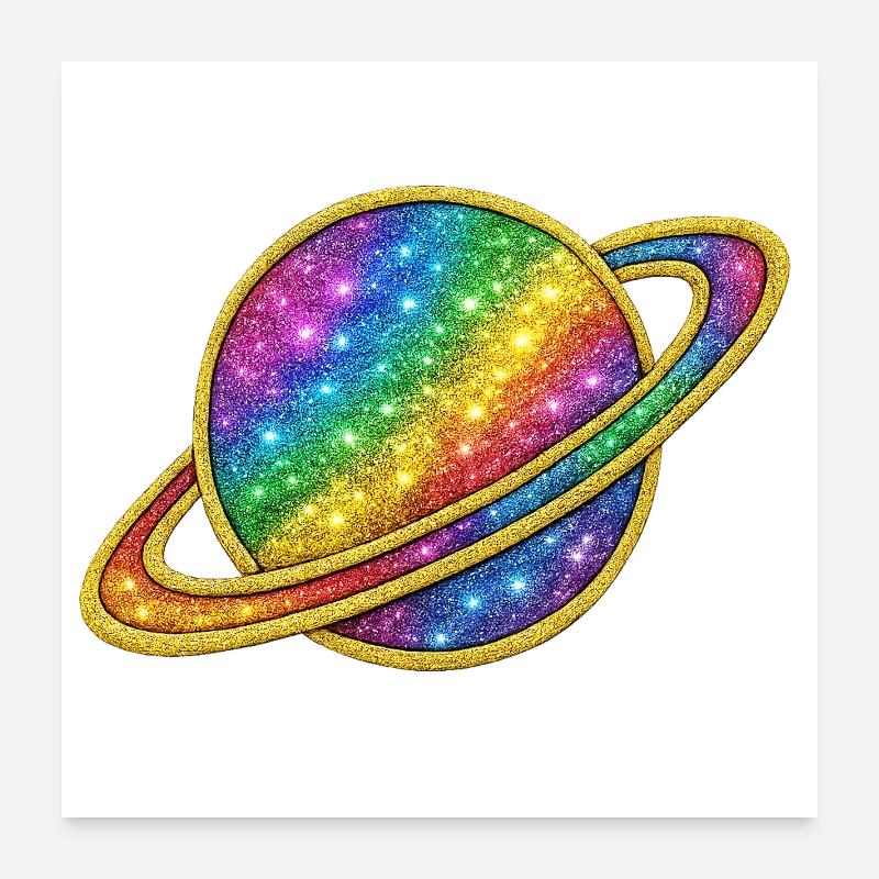 Glitzerndes Regenbogen-Galaxie-Design Poster 60x60 cm