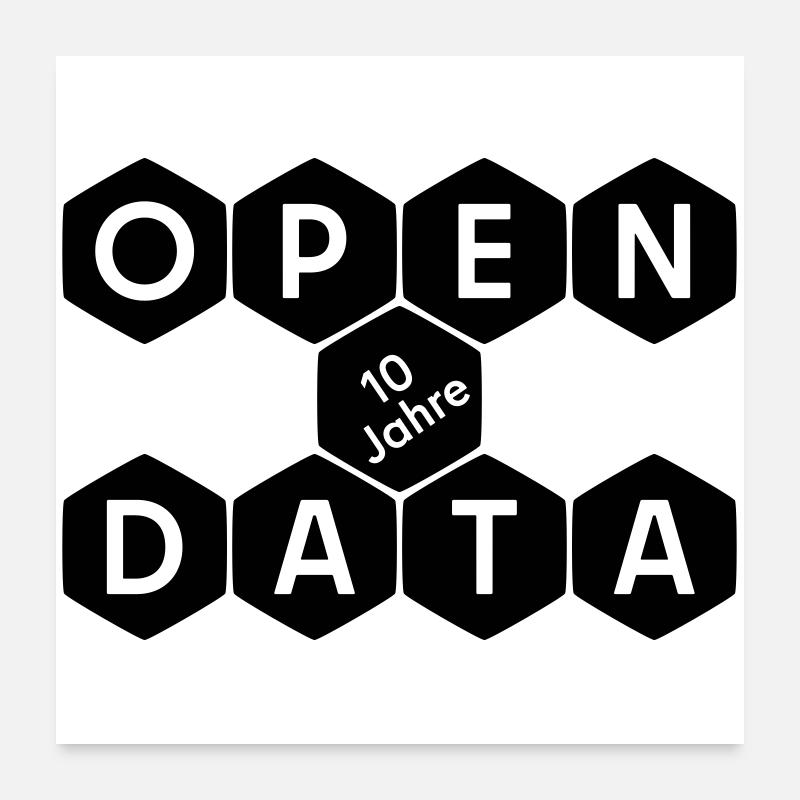 Open Data 10 Jahre Jubiläum (dunkel) Poster 60x60 cm