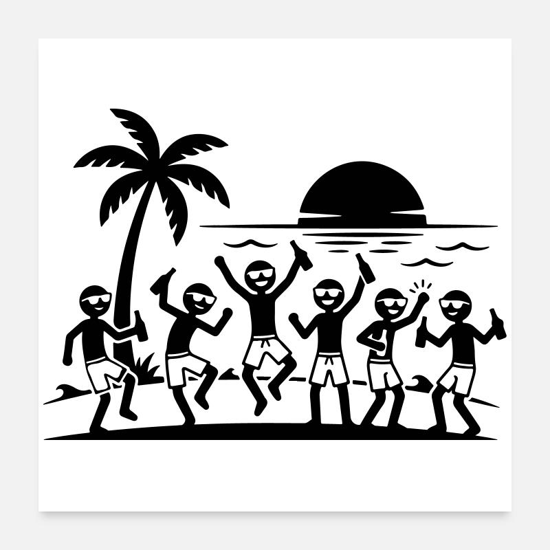 Urlaub Party Strand Team Poster 60x60 cm