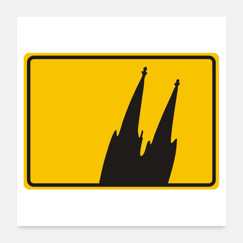 Kölner Dom Köln Ortsschild Poster 60x60 cm