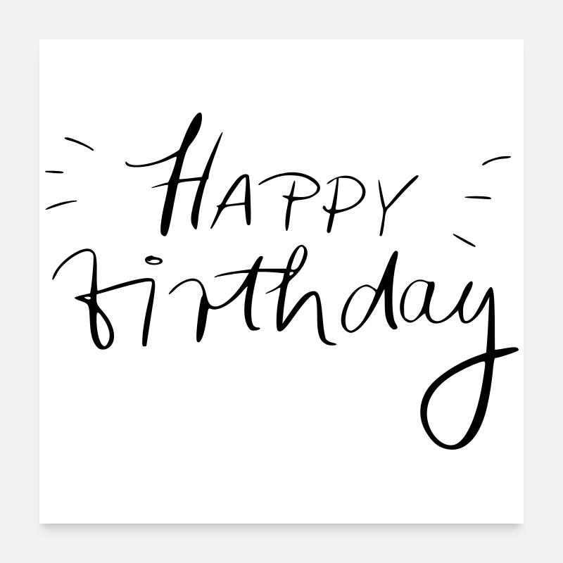 Happy Birthday - Poster 60x60 cm - Weiß