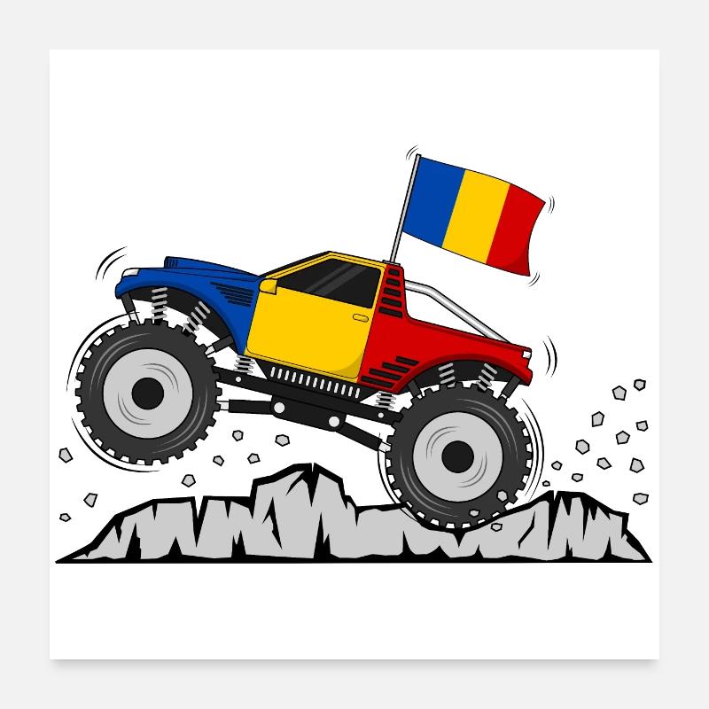 Monster Truck du drapeau roumain Poster 60 x 60 cm