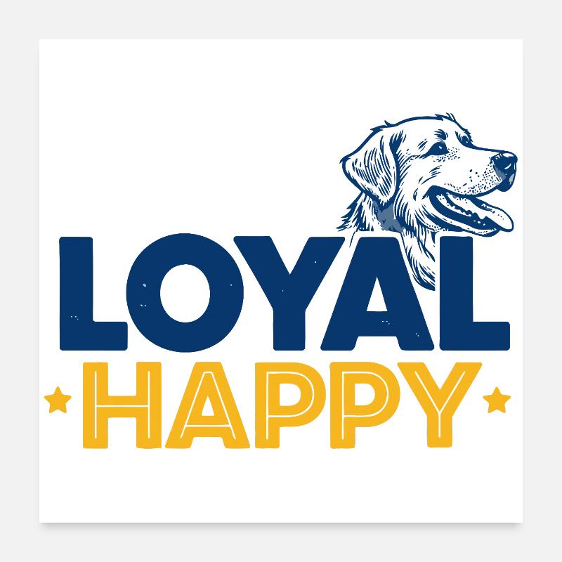 Chien Loyal Heureux Typographie Animale Poster 60 x 60 cm