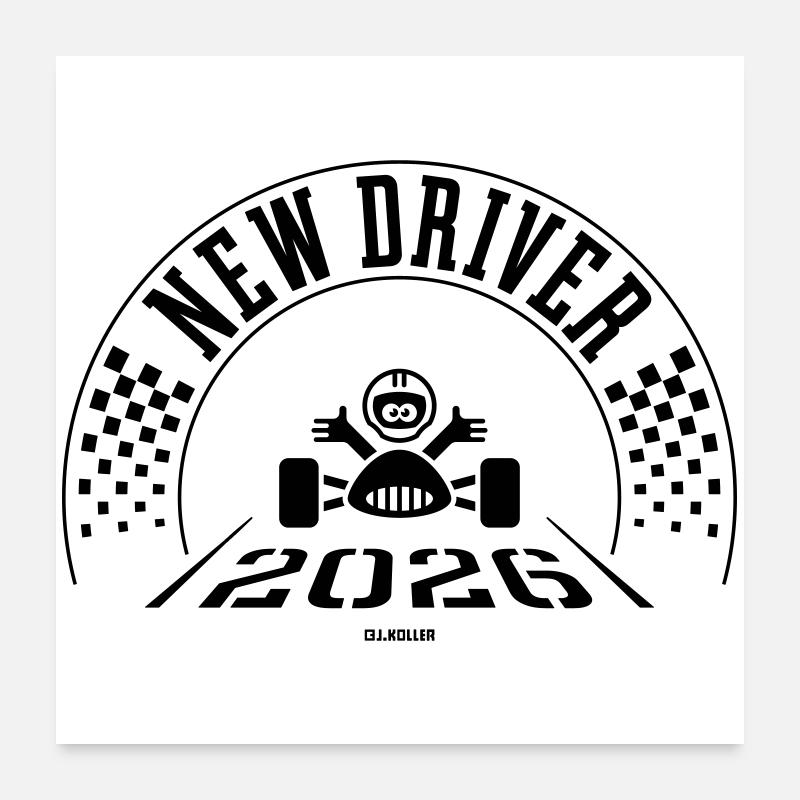 New Driver 2026 (Driving Licence / Black) Poster 24" x 24" (60x60 cm)