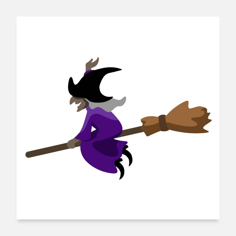 La sorcière vole sur le balai Poster 60 x 60 cm