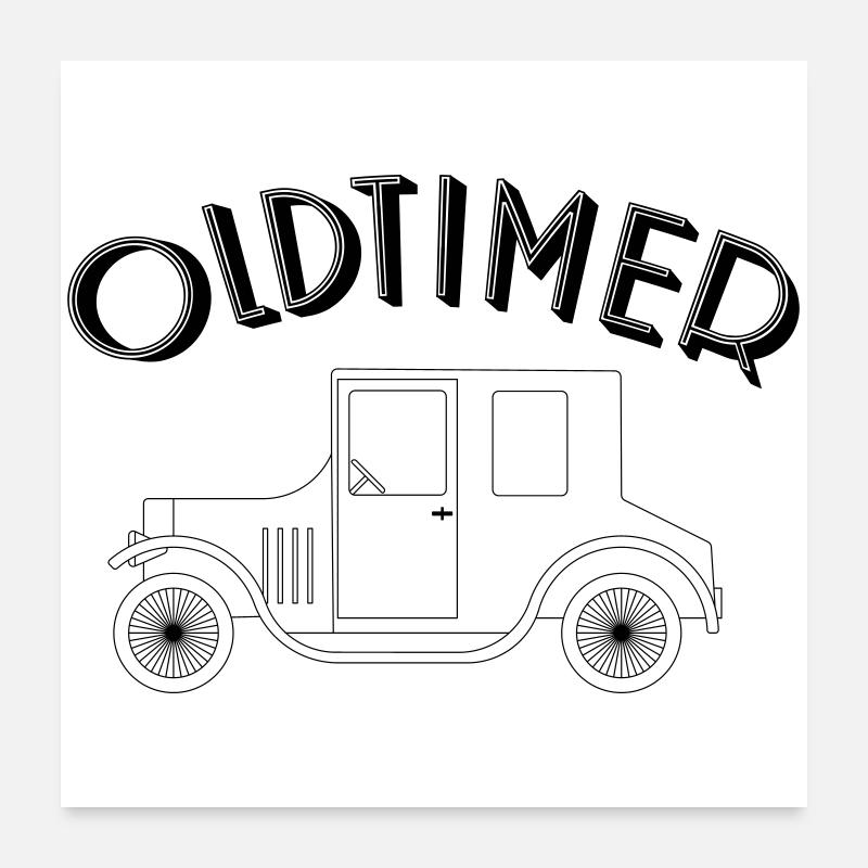 Oldtimer Design - Classic Cars - Poster 60x60 cm - Weiß