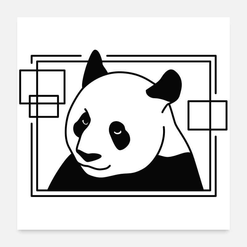 Panda en forme géométrique - Conception d’art au trait Poster 60 x 60 cm