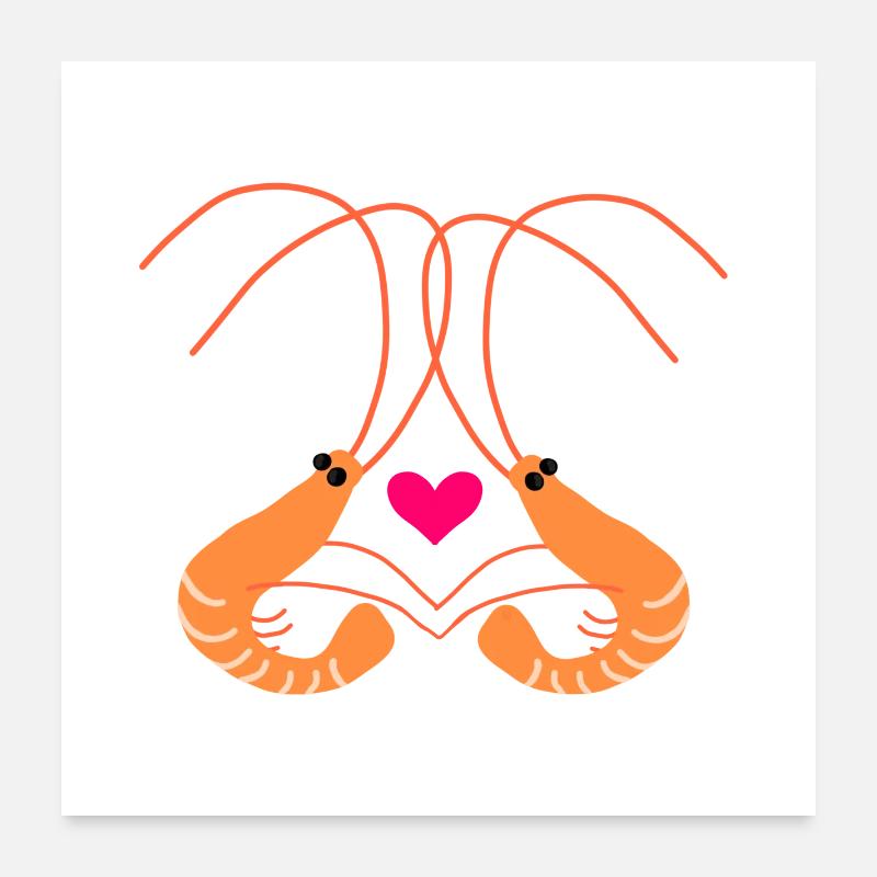 Les crevettes amoureuses Poster 60 x 60 cm