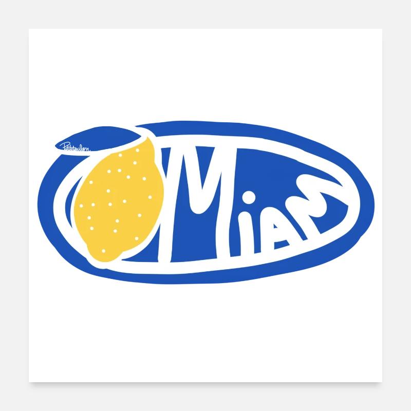 Lemon Yum Blue Retro Oval Logo Poster 24" x 24" (60x60 cm)