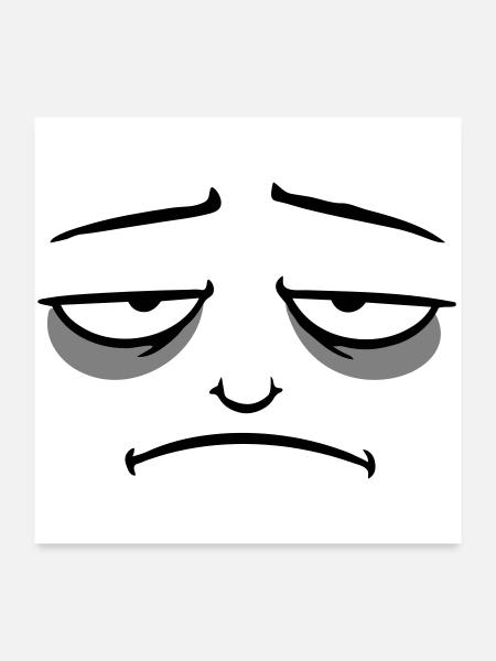 Grumpy sad disappointed face funny - Poster 24" x 24" (60x60 cm) - white - Front