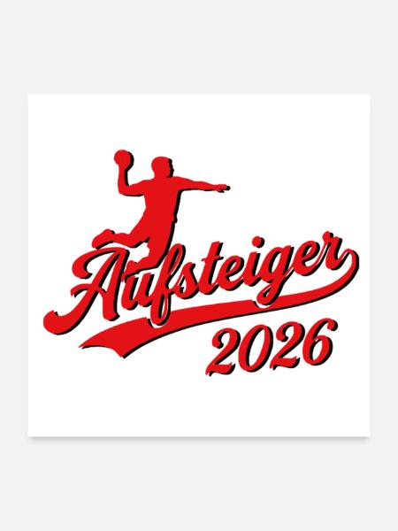 Handball Aufsteiger Meister Shirt 2026 rot - Poster 60x60 cm - Weiß - Vorne