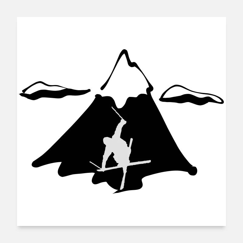 Freestyle ski de montagne - Poster 60 x 60 cm - blanc