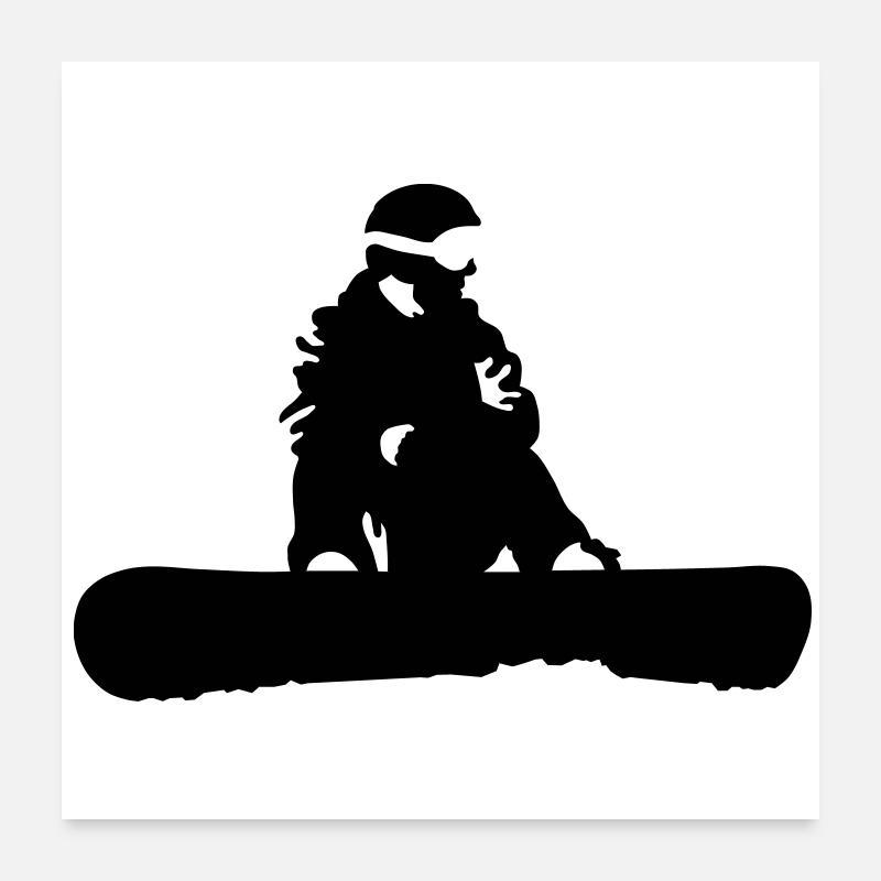 Snowboarding - Poster 60x60 cm - Weiß
