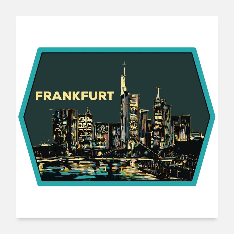 illustration, panoramic view Frankfurt at night Poster 24" x 24" (60x60 cm)