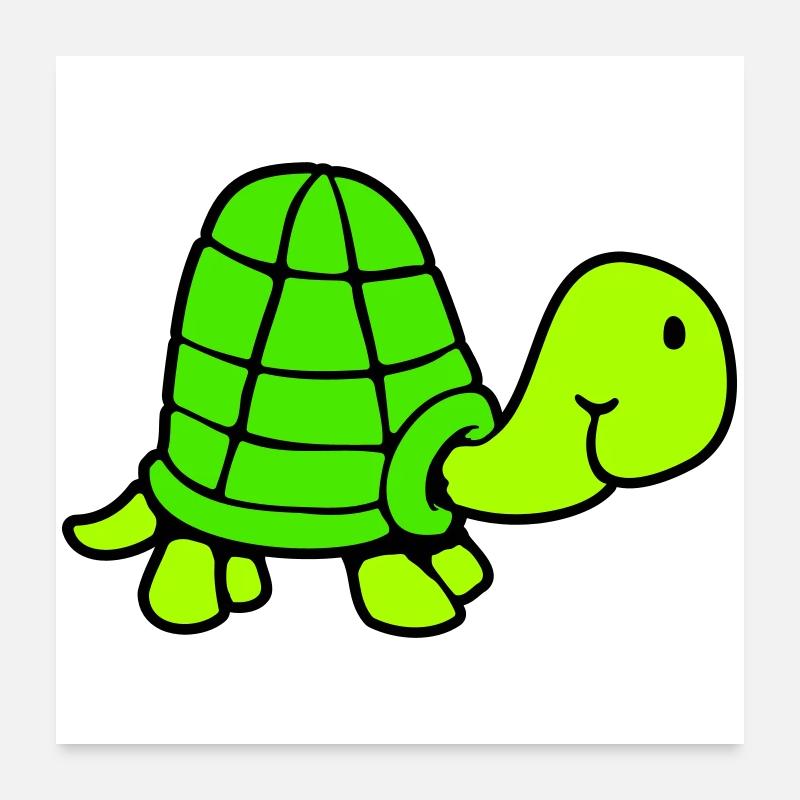 Little turtle smiling friendly happy Poster 24" x 24" (60x60 cm)