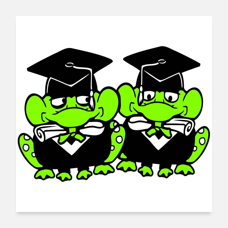 2 grenouilles diplômées du lycée Poster 60 x 60 cm