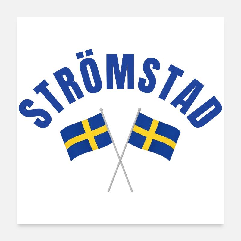 Drapeaux suédois de Strömstad en croix Poster 60 x 60 cm
