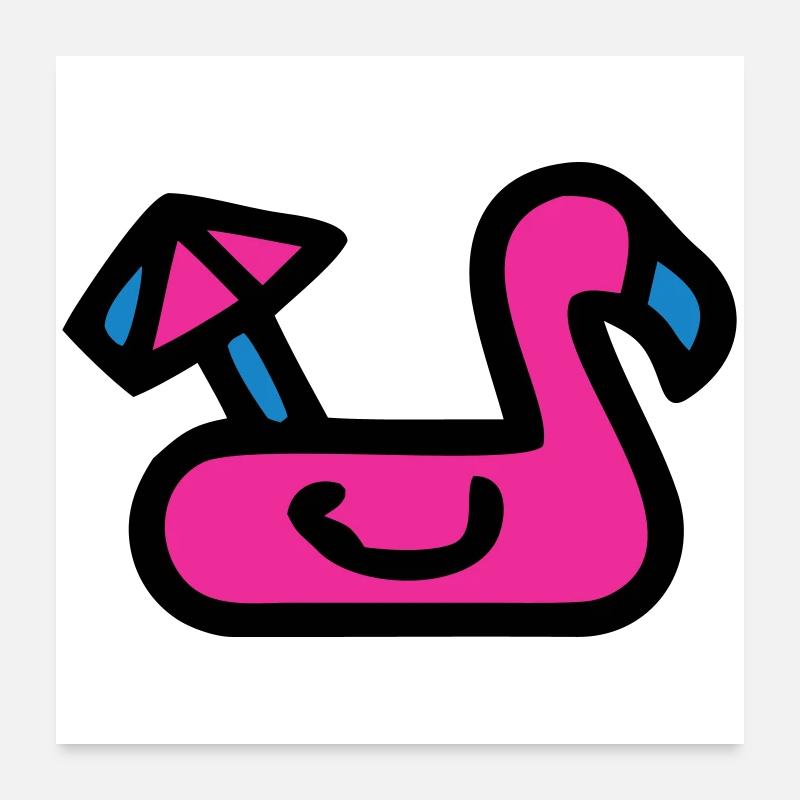 Flamingo Luftmatratze Retro Poster 60x60 cm