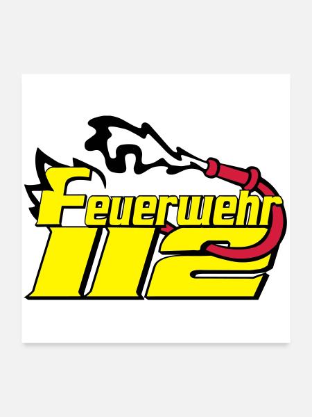Freiwillige Feuerwehr , Shirt , Feuerwehr 112 (25) - Poster 60x60 cm - Weiß - Vorne