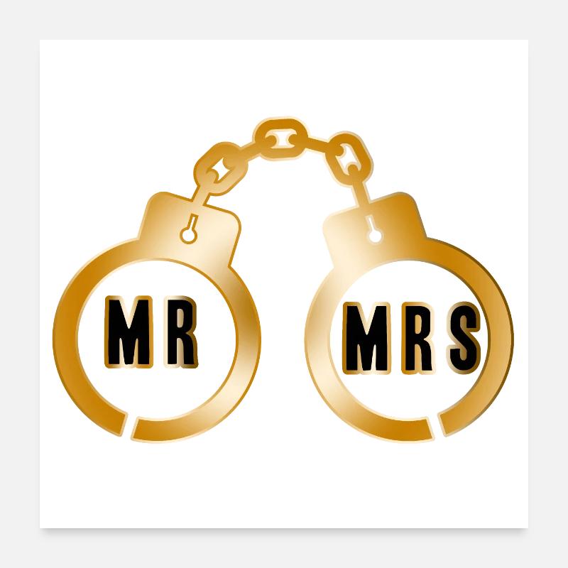 Golden Couple Handcuff Emblem Poster 24" x 24" (60x60 cm)