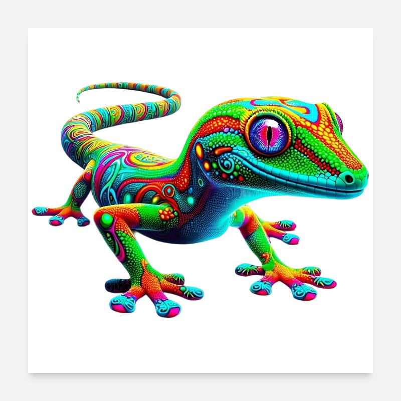 Gecko - Poster 60 x 60 cm - blanc