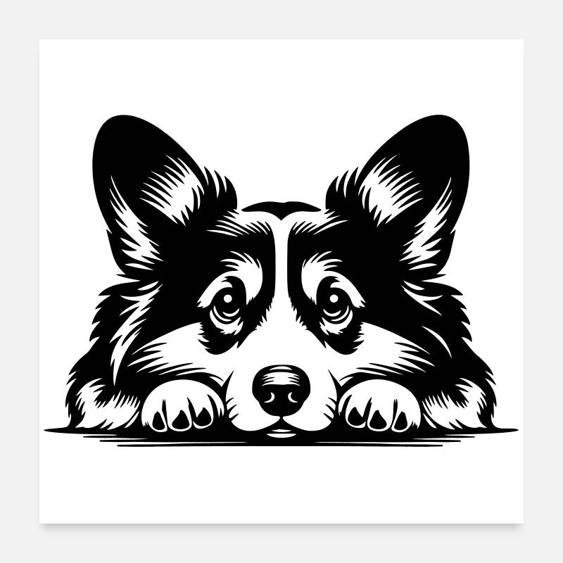 Welsh Corgi Kopf mit Pfoten Poster 60x60 cm
