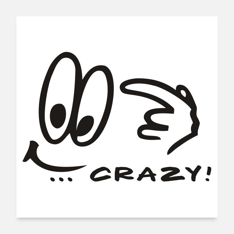 Crazy Comic - Poster 60x60 cm - Weiß