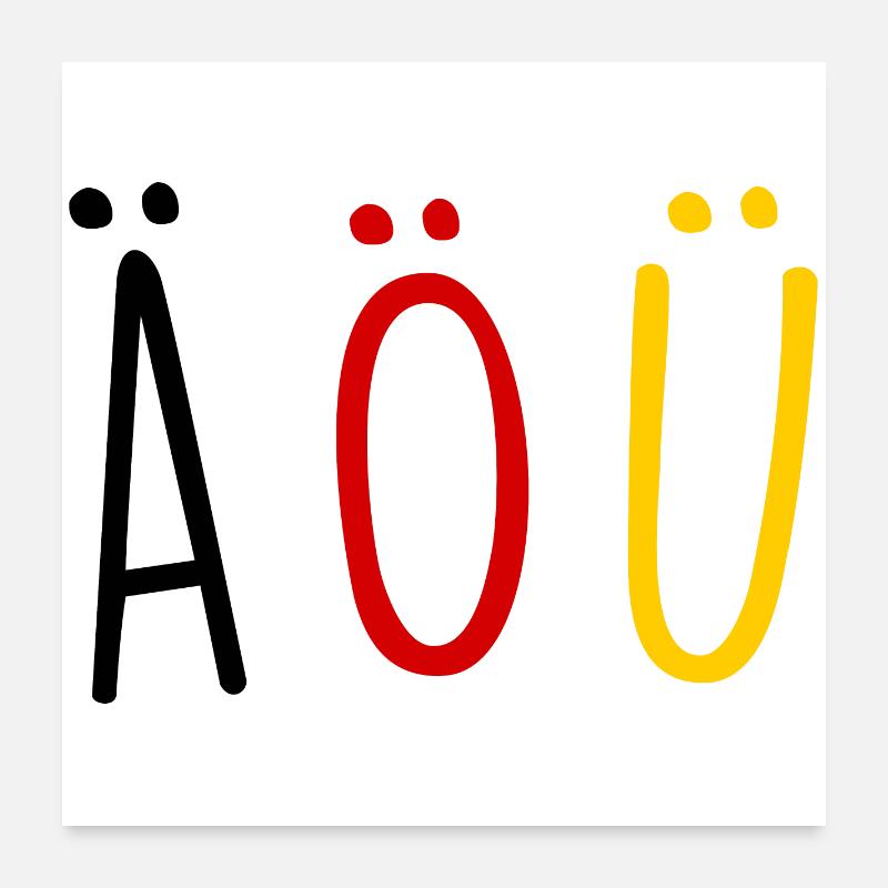 Deutsche Sprache German Language Umlaut Flagge Poster 60x60 cm