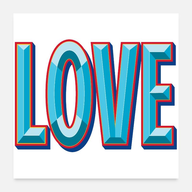LOVE 3D-Ausschnitt - Poster 60x60 cm - Weiß