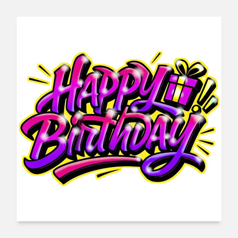 HAPPY BIRTHDAY GIFT PRINT GRAFF Poster 60 x 60 cm