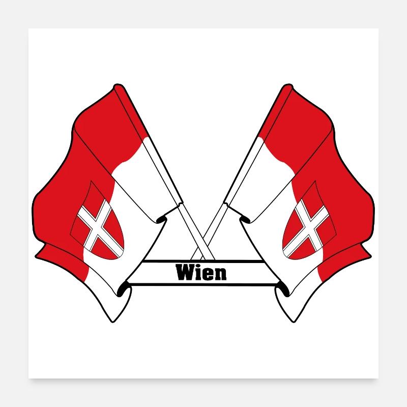 Drapeaux de Vienne avec texte Poster 60 x 60 cm