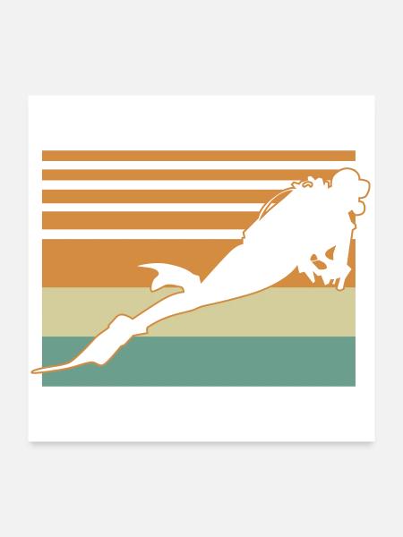 Diver Flag - Poster 60x60 cm - Weiß - Vorne