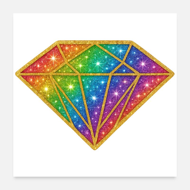 Diamants arc-en-ciel scintillants Poster 60 x 60 cm