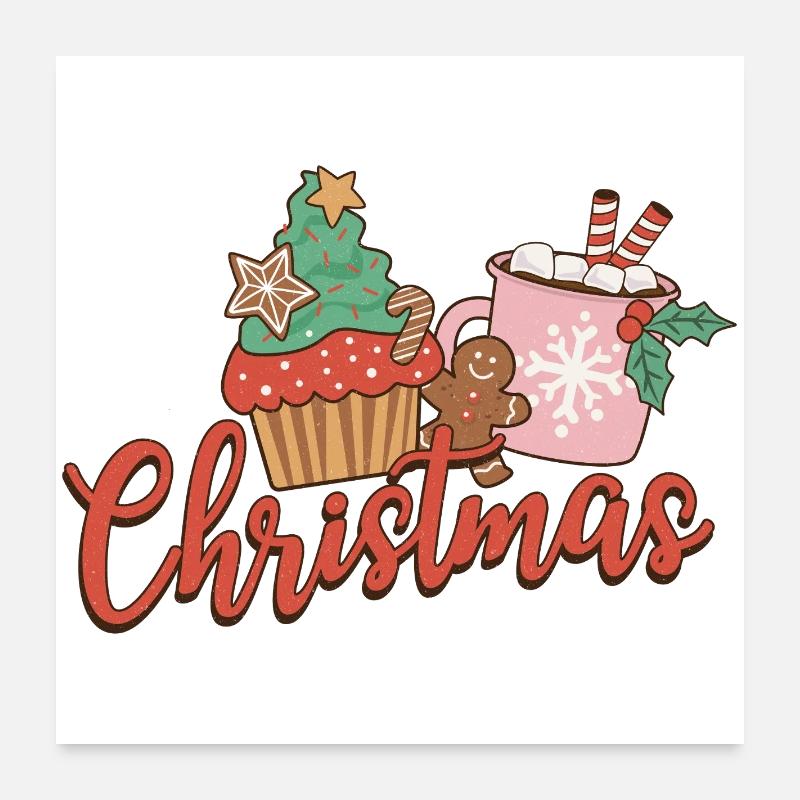 Weihnachts Cupcake Motiv Poster 60x60 cm