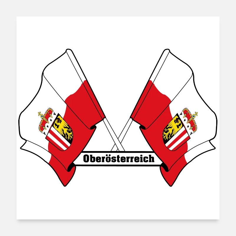 Upper Austria Flags with Name Poster 24" x 24" (60x60 cm)