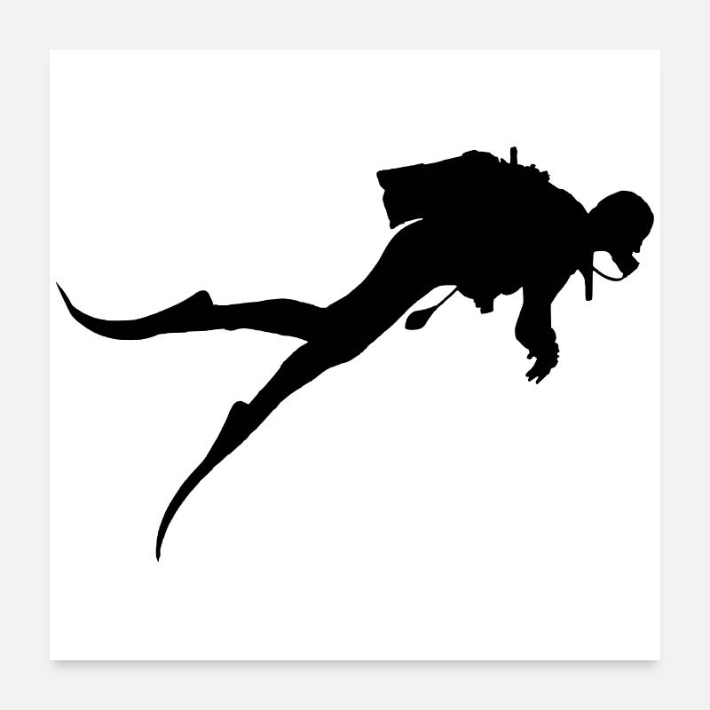 Taucher Diver Poster 60x60 cm